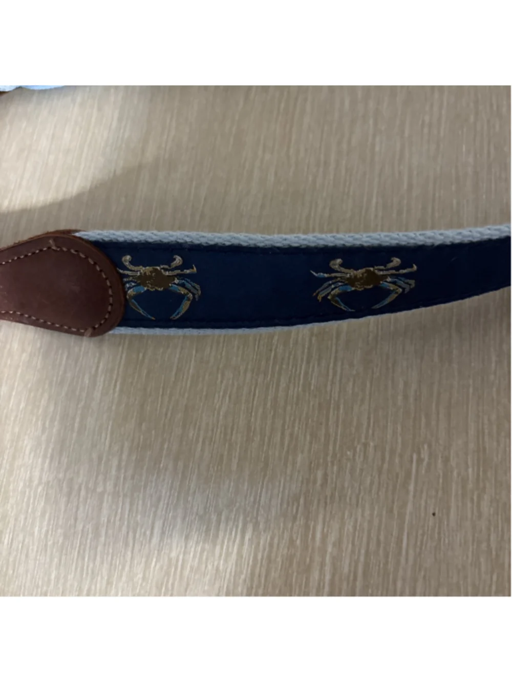 J. Bailey Blue Crab On Navy 24” Ribbon Belt 1183